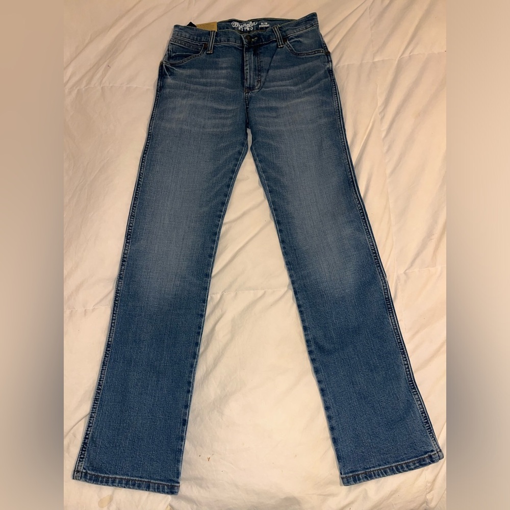 NEW Wrangler Retro Jeans - Youth Boys - Slim Straight - 16 - Light Blue